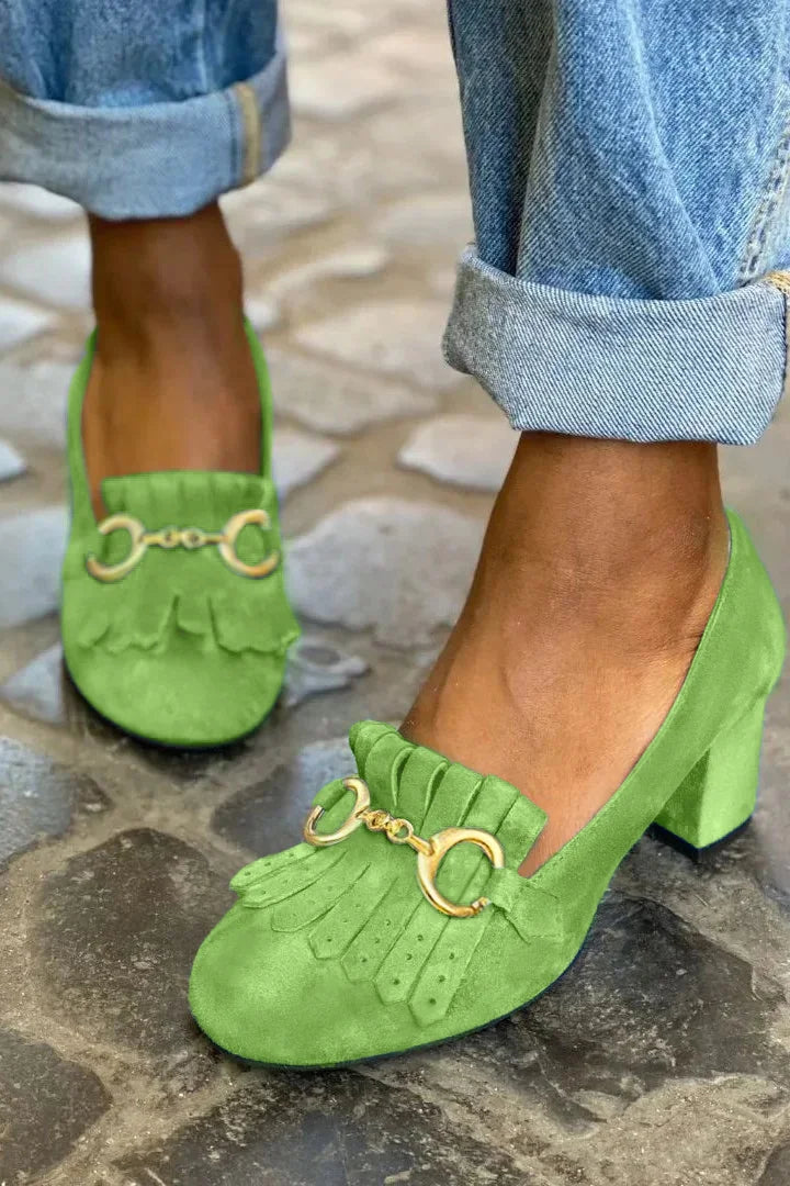 BELMONTE MILANO | DÉCOLLETÉ CON DETTAGLIO FRANGIA E FIBBIA ORO